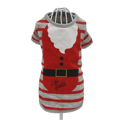 Croci T-shirt dog Little Santa Striped Gray Red