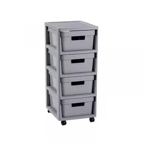 Système de tiroirs Curver infinity - 4 tiroirs de 11l - avec roulettes - 36x30×66 cm - gris