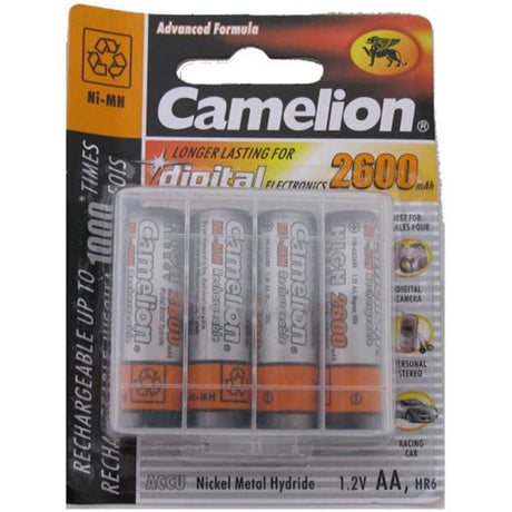 Batterie de camelion rechargeable AA LR06 NIMH 1,5 V - 2600 mAh (4 pièces)