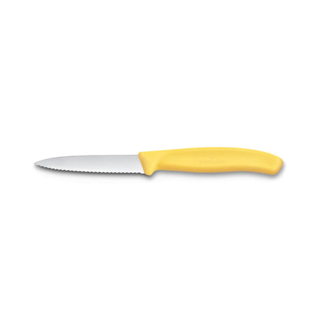 Couteau à éplucher Victorinox jaune dentelé pointu 8cm