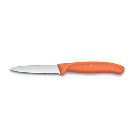 Couteau à éplucher Victorinox orange dentelé pointu 8cm