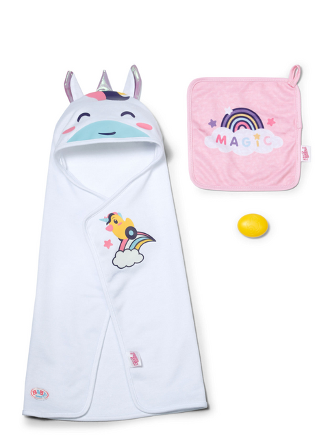 Baby born - ensemble serviette de bain licorne avec capuche