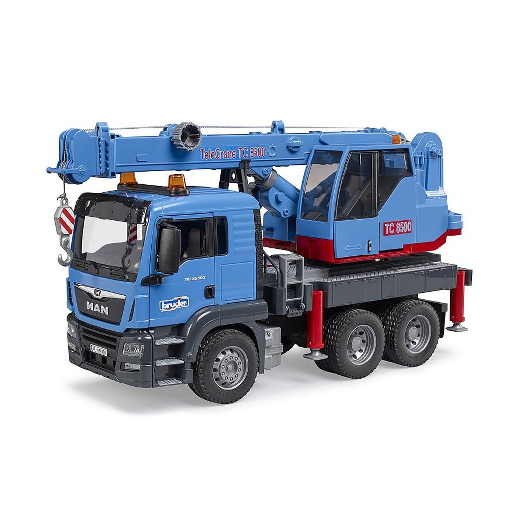Bruder 3771 camion homme avec grue bleu