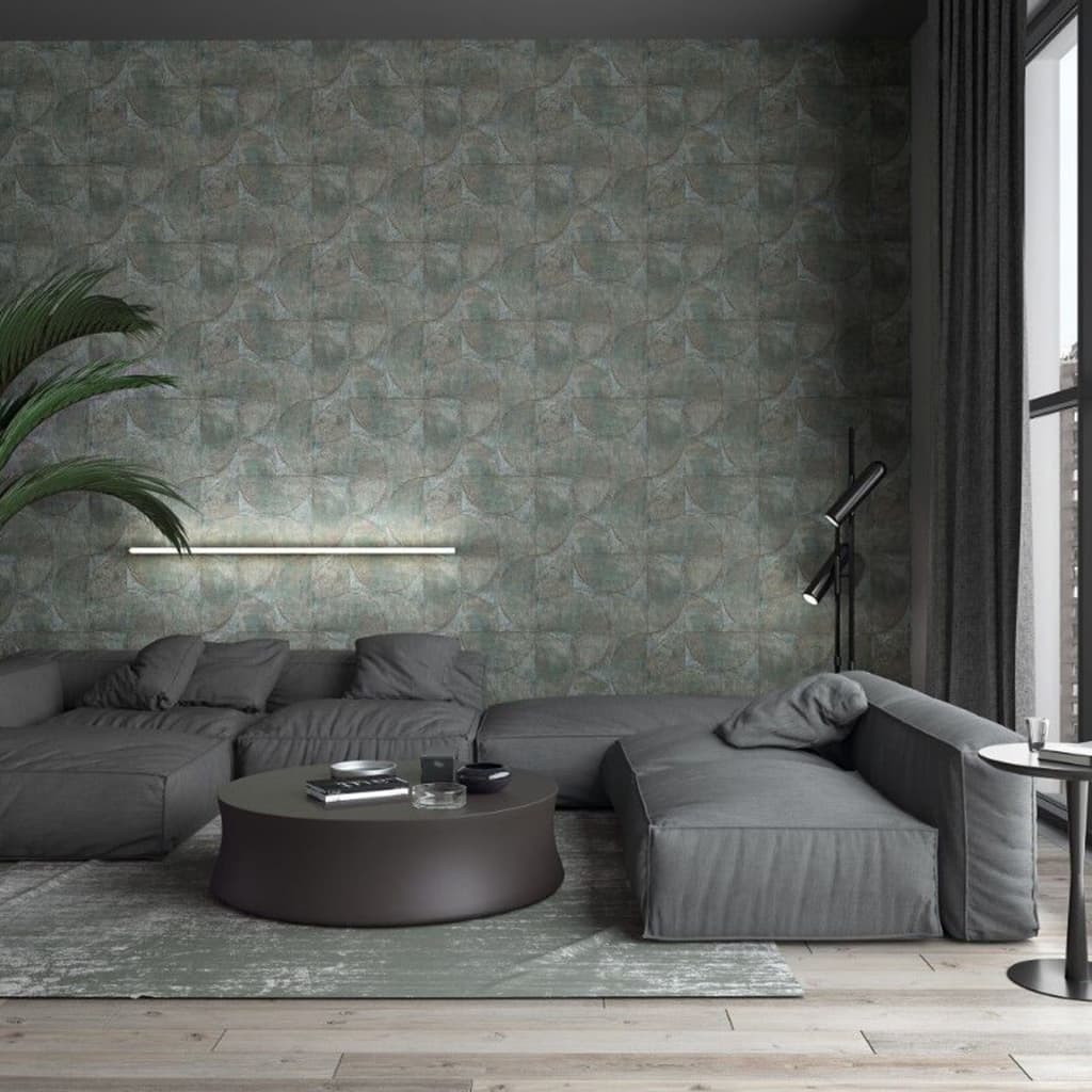 Fond d'écran mural nord vintage Circle graphique de luxe look gris et marron