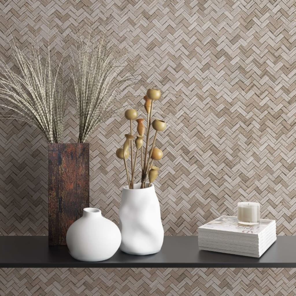 Noordwand Wallpaper Noordwand Botanica Rattan Wickerwork Brown and Beige