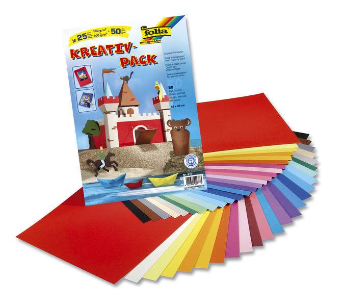 Folia fo-677 paquet de papier kraft de 50 feuilles, 25 couleurs différentes