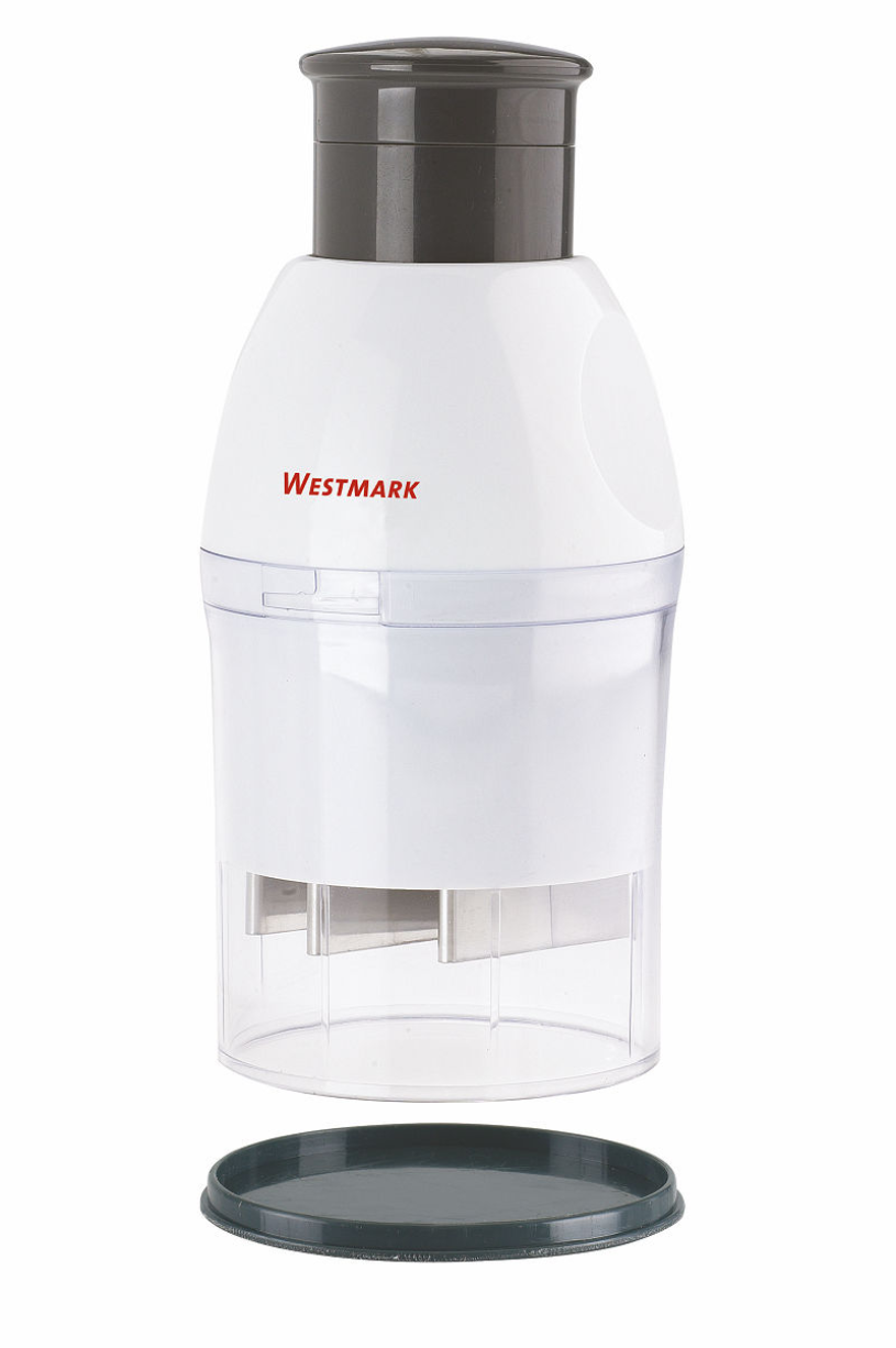 Hachoir à légumes universel Westmark, pour oignon et ail, pot de conservation simultané avec couvercle, plastique inox, compact, blanc anthracite, 11452260