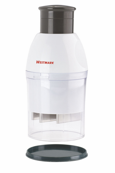 Hachoir à légumes universel Westmark, pour oignon et ail, pot de conservation simultané avec couvercle, plastique inox, compact, blanc anthracite, 11452260