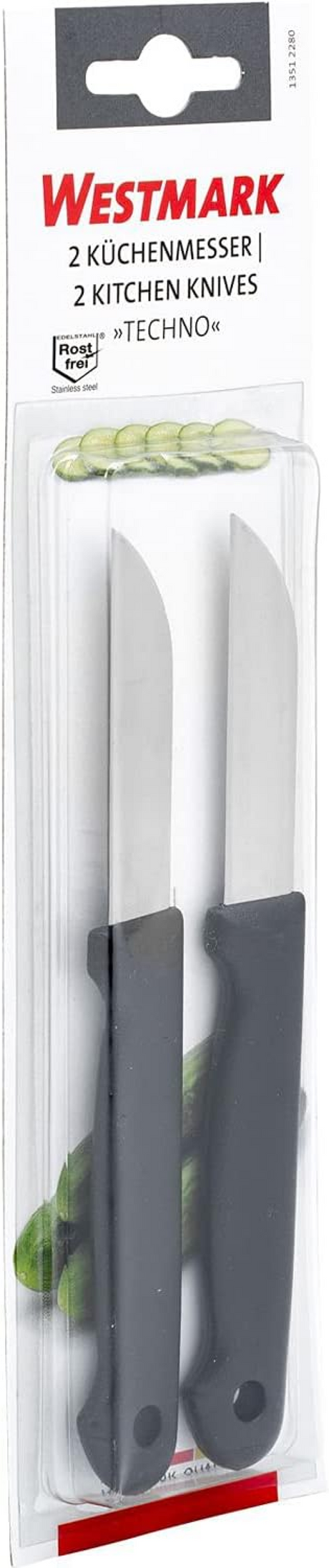 Westmark lot de 2 couteaux d'office, à lame droite, longueur de lame : 6,5 cm chacun, plastique inox, techno, argent noir, 13512280