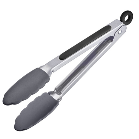 Pince de service Westmark, avec bols en silicone et poignées en caoutchouc, longueur : 27 cm, acier inoxydable plastique silicone, silicone classique midi, argent noir, 16172270