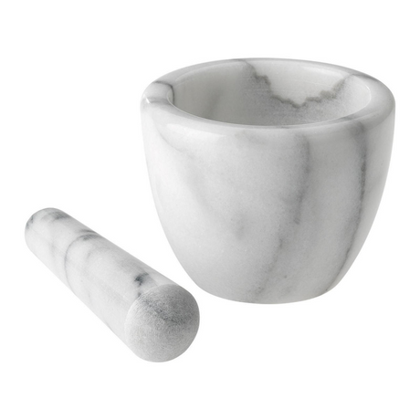 Mortier Westmark avec pilon en marbre, haut, diamètre intérieur : env. 7,5 cm, gourmet, blanc gris, 69592260