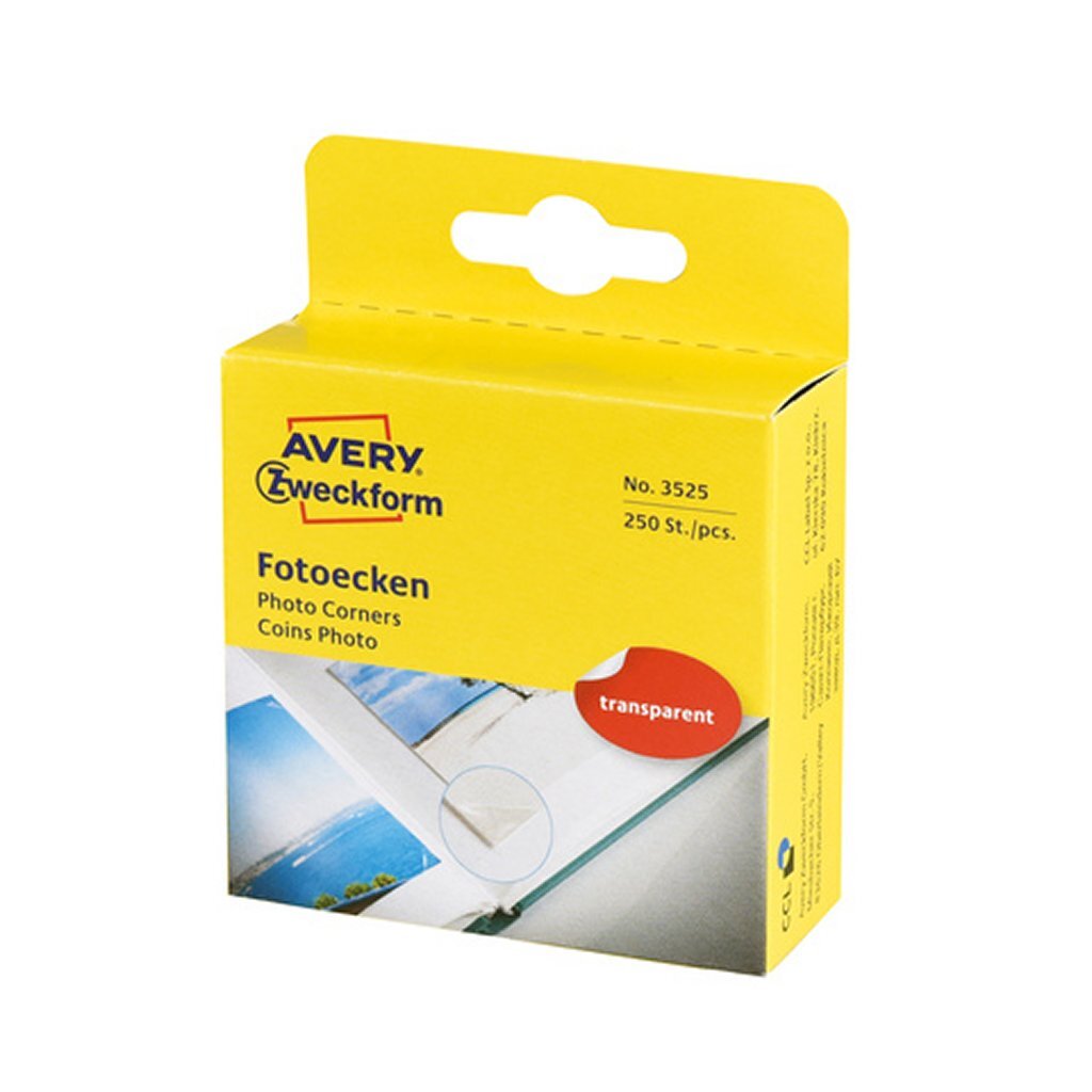 Avery avery av-3525 zweckform fotohoekjes 19x17 mm 250 stuks transparant