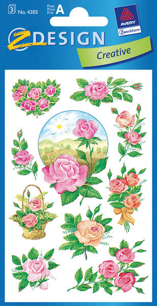 Avery av-4305 étiquette papier z-design pack créatif de 3 roses
