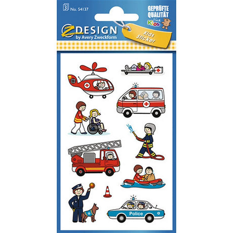 Avery av-54137 z-design autocollants pour enfants services d'urgence 3 feuilles