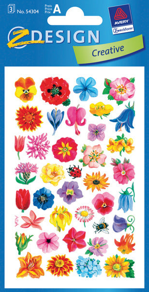 Avery av-54304 étiquette en papier z-design pack créatif de 3 feuilles de fleurs