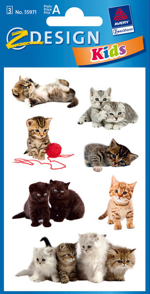 Avery av-55971 étiquette papier z-design enfants pack de 3 feuilles photo de chat