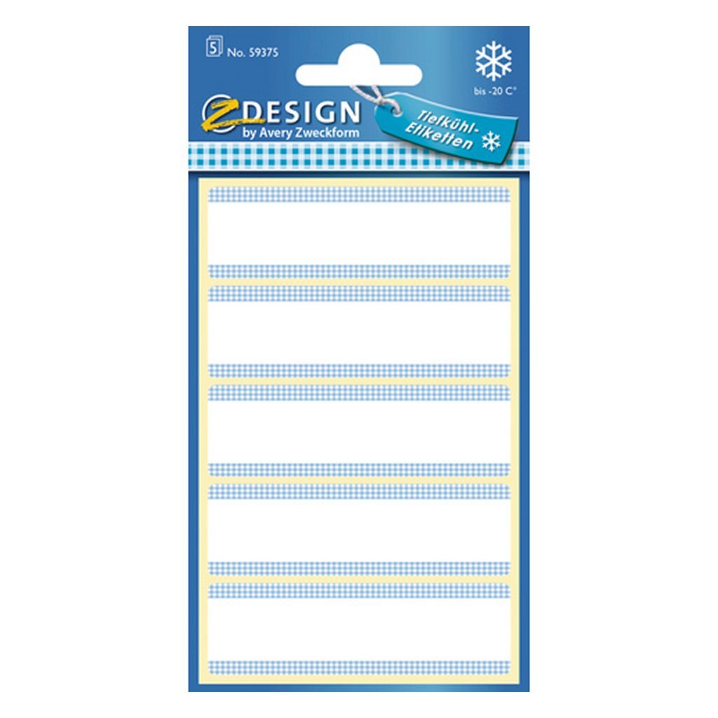 Avery av-59375 z-design étiquettes de congélateur 76x22 mm 25 pièces blanc bleu