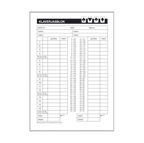 Bloc de notation de base Klaverjacks 5 bloc de 50 feuilles