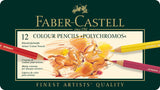 Faber Castell FC-110012 Crayon de couleur Polychromos, épaisseur de noyau de 3,8 mm, étui de 12 pièces
