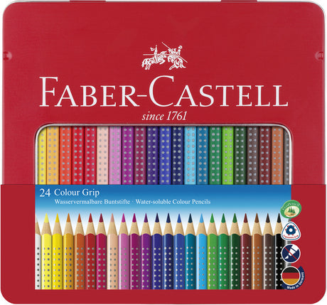 Faber Castell FC-112423 Crayon de couleur Faber-Castell Grip Étui en métal de 24 pièces
