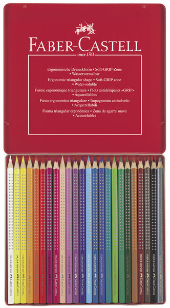 Faber Castell FC-112423 Crayon de couleur Faber-Castell Grip Étui en métal de 24 pièces