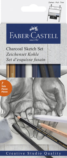 Faber Castell FC-114002 Ensemble de charbon de bois Faber-Castell 7 pièces