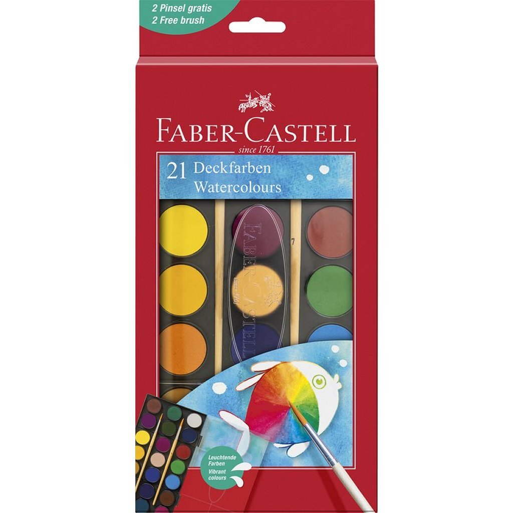 Faber Castell FC-125027 coffret aquarelle 21 couleurs + 2 pinceaux