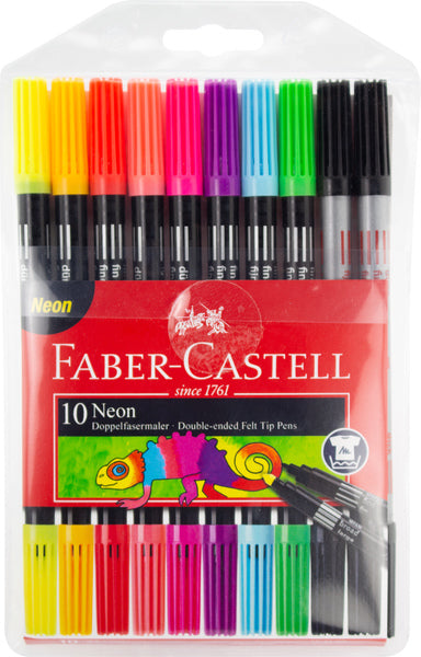 Faber Castell FC-151109 Filzstifte Duo Neon Farben in Penny 10 Stück