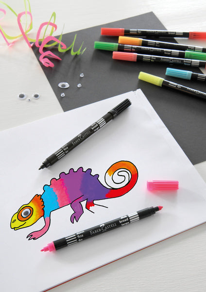 Faber castell fc-151109 feutres duo couleurs néon en étui 10 pièces