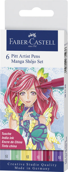 Faber Castell FC-167155 Stylo à dessin Faber-Castell Pitt Artist Pen Manga Trousse 6 pièces Shojo
