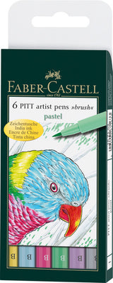Faber Castell FC-167163 Stylo à dessin Faber-Castell Pitt Artist Pen Brush Trousse 6 pièces Pastel