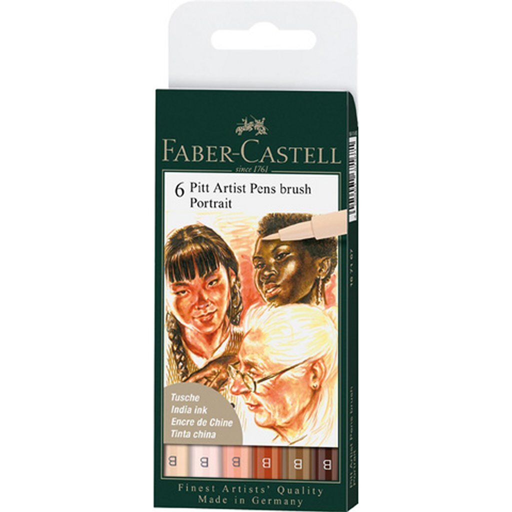 Faber Castell FC-167167 Pitt Artist Styd Pens Brush Portrait 6 pièces