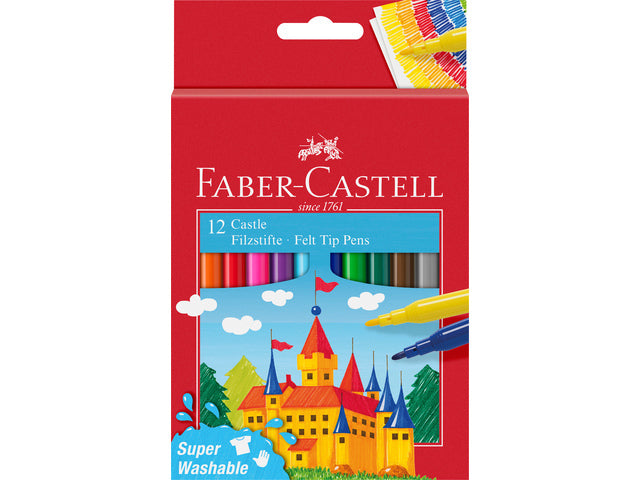 Faber Castell FC-554201 Penna della punta in feltro 12 pezzi Cascia di cartone lavabile