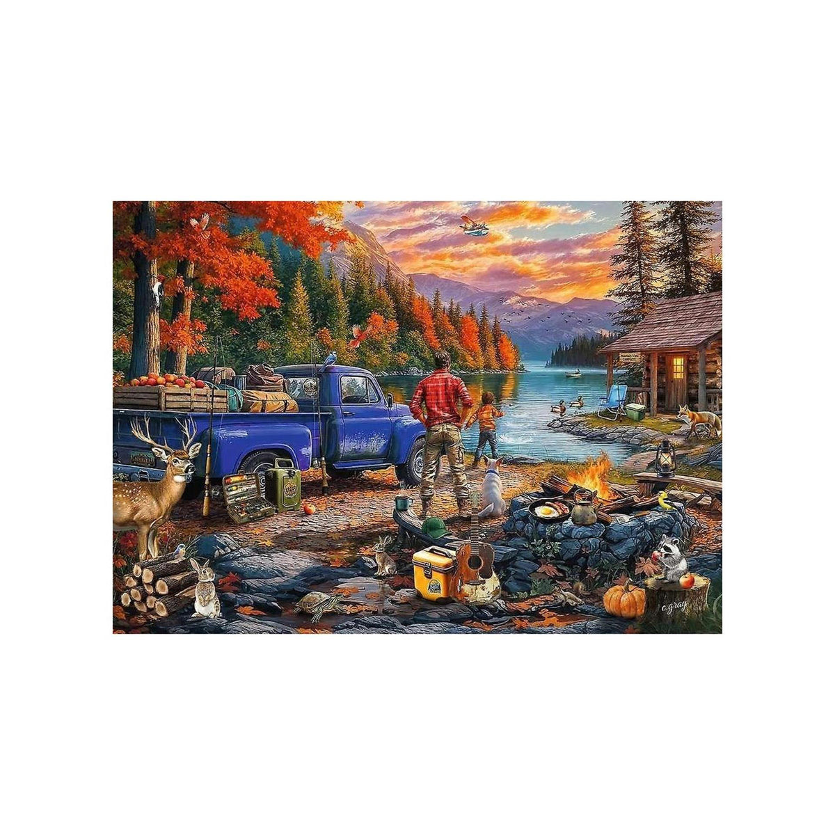 Ravensburger – lac au coucher du soleil – puzzle – 300 pièces