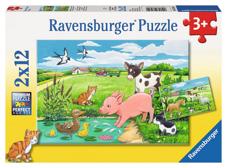 Ravensburger puzzle jeunes animaux à la campagne - 2x12 pièces - puzzle enfant