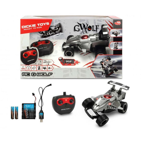 Dickie toys voiture de course rc g-wolf + argent clair noir