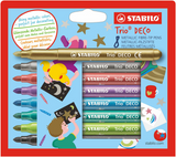 Stabilo trio déco - feutre métallique - avec pointe extra épaisse 3,0 mm - étui de 8 couleurs