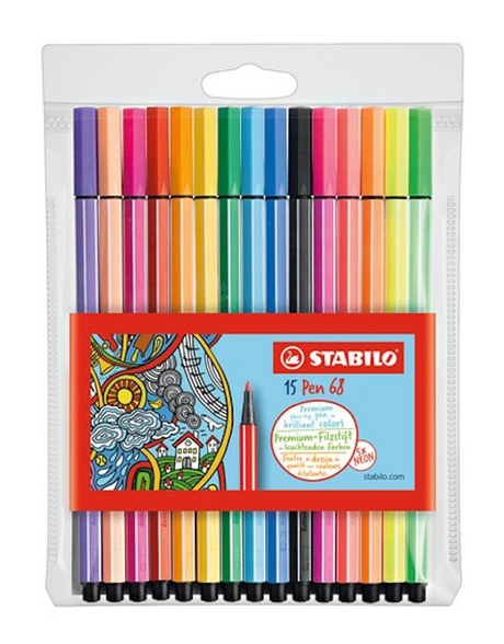 Stabilo pen 68 - feutre - lot de 15 pièces