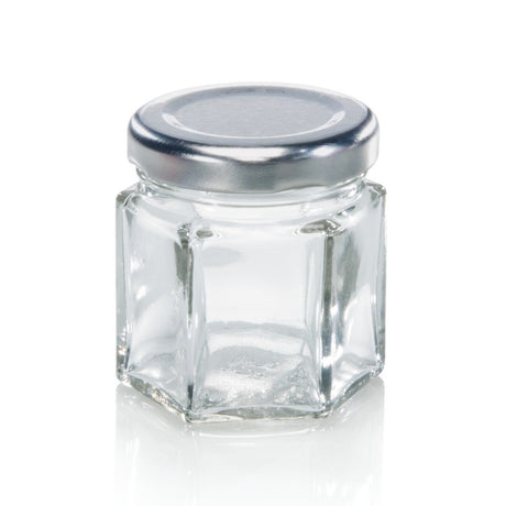 Leifheit 3208 pot de confiture hexagonal 47 ml verre argent