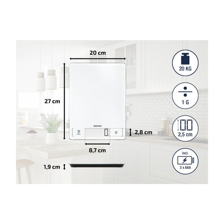Balance de cuisine Leifheit soehnle page profi 300 - numérique - précision 1 gramme - jusqu'à 20 kg - blanche