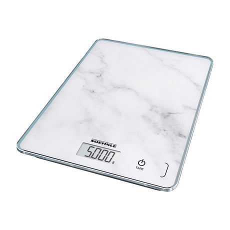 Balance de cuisine Soehnle compacte 300 - numérique - précision 1 gramme - jusqu'à 5 kg - aspect marbre - blanc
