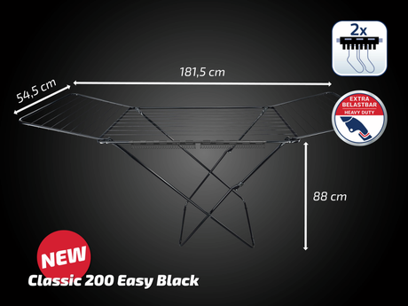 Leifheit étendoir classic 200 easy noir