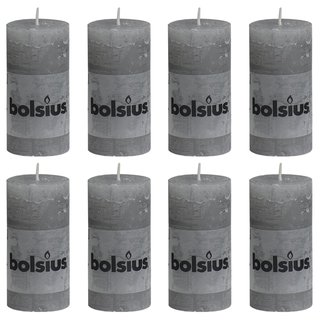 Bolsius Bolsius Rustic Candles 8 st 100x50 mm ljusgrå