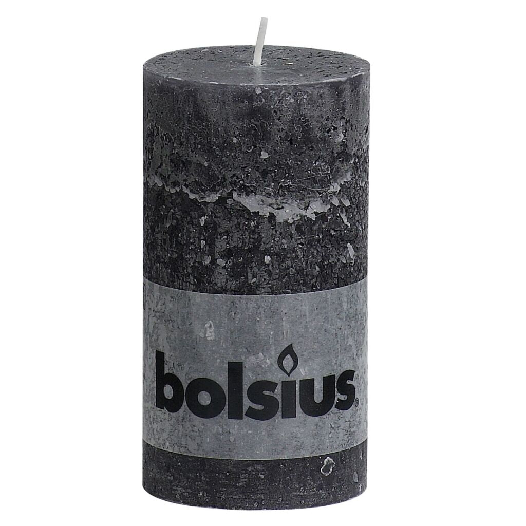 Bolsius Rustic Stub Candle 13x6,8 cm Anthracite