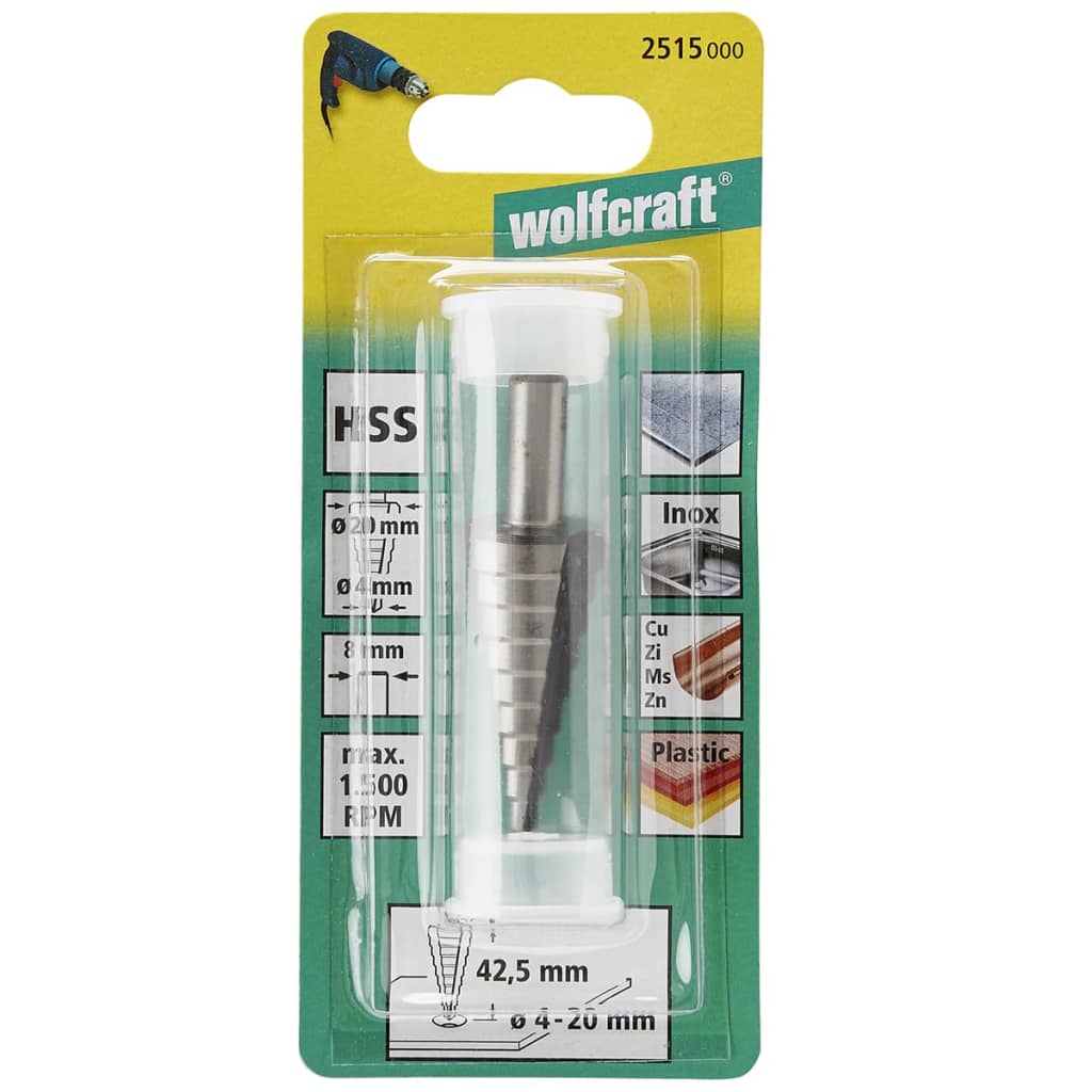 Wolfcraft wolfcraft stair drill 8 mm 4 20 mm hss gray 2515000