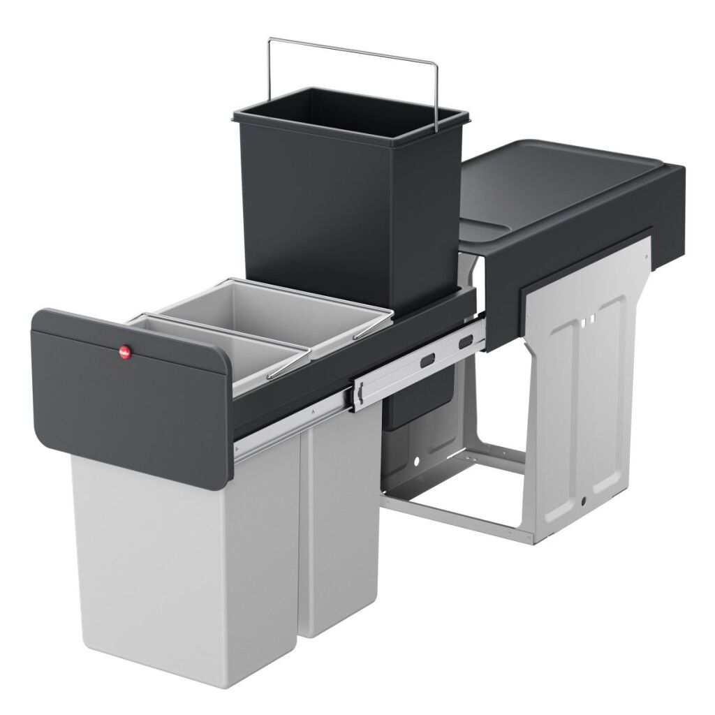 Hailo inbouwemmer eco-line trio l 3x10l staal zwart