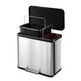 Hailo 0630-220 öko duo plus l poubelle à pédale 17+9l acier inoxydable argent