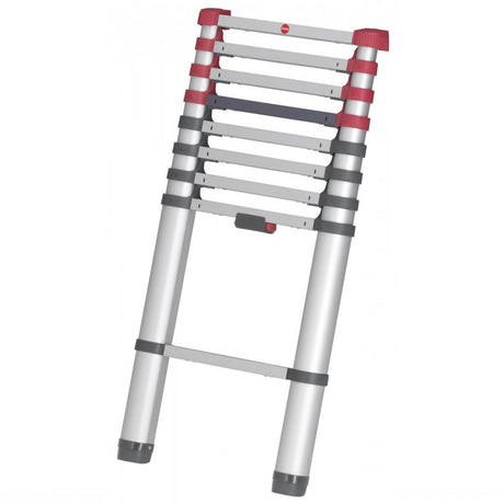 Échelle télescopique en aluminium Hailo t80 13 marches + barre de stabilisation 111-380 cm
