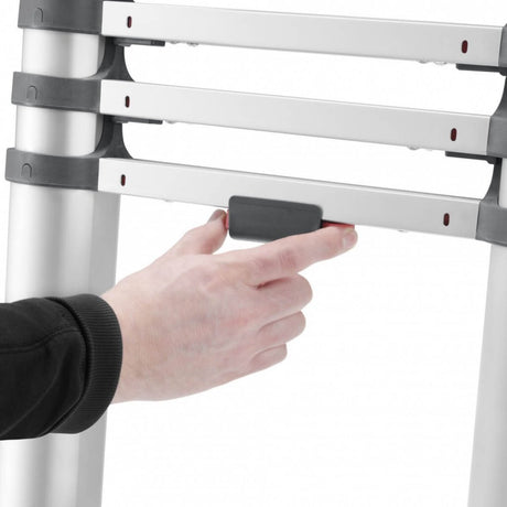 Échelle télescopique en aluminium Hailo t80 13 marches + barre de stabilisation 111-380 cm
