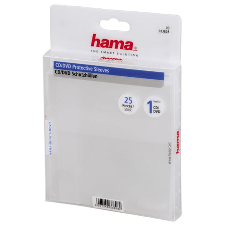 Hama pochettes en papier pour CD DVD, paquet de 25, transparentes